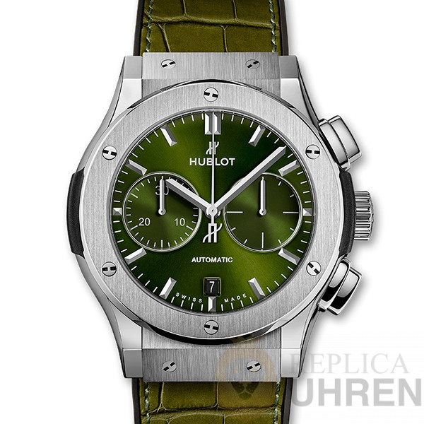 Replica Uhren Hublot Classic Fusion Chronograph Titanium Green 45mm 1